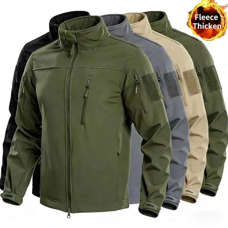 Men's Tactical Softshell Jacket European Size Windproof Waterproof Winter Hiking Ski Coat Fleece Lined Warm Jacket Men's Coat T261019