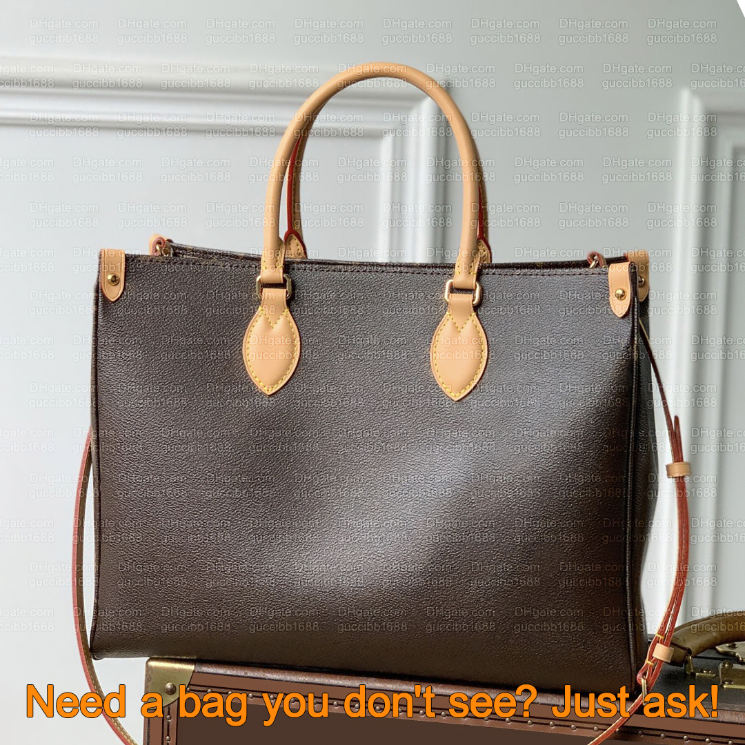 12A Definite Mirror Quality Designer Onthego Soft Tote Bag PM MM Shopping Handbags for Women Canvas Cowhide Leather Shoulder Bag Brown Crossbody Pur