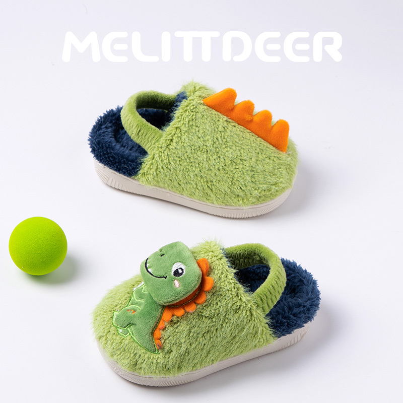 MELITTDEER Children Autumn Slippers, Soft and Warm, Indoor Shoes for Boys, 2025 New arrival, Cartoon Dinosaur J261019
