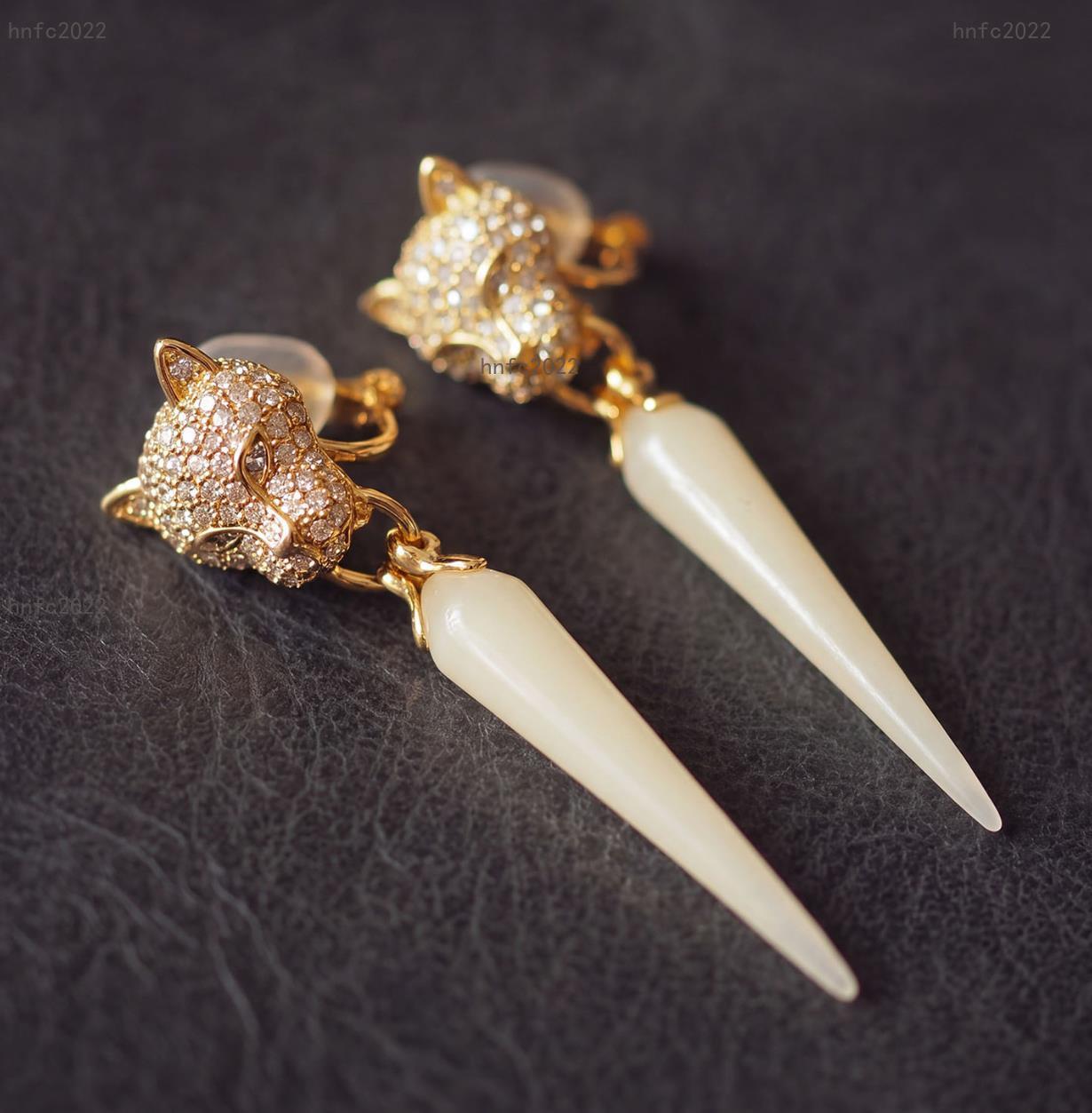 New Designed women luxury earrings Full Diamond Pendant earrings leopard retro Ear studs copper plated gold AB Cai luxury Designer Jewelry