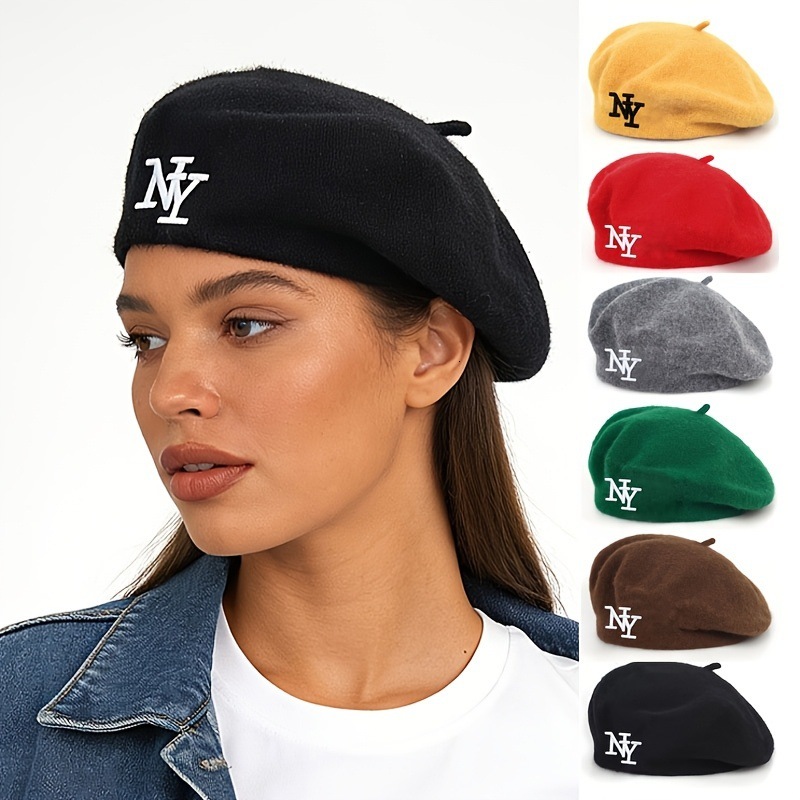Luxury Cap Brand Designer Hat Luxury Cap Brand Designer Hat Luxury Cap Brand Designer Hat NY Embroidered Beret, Women's Autumn And Winter Wool