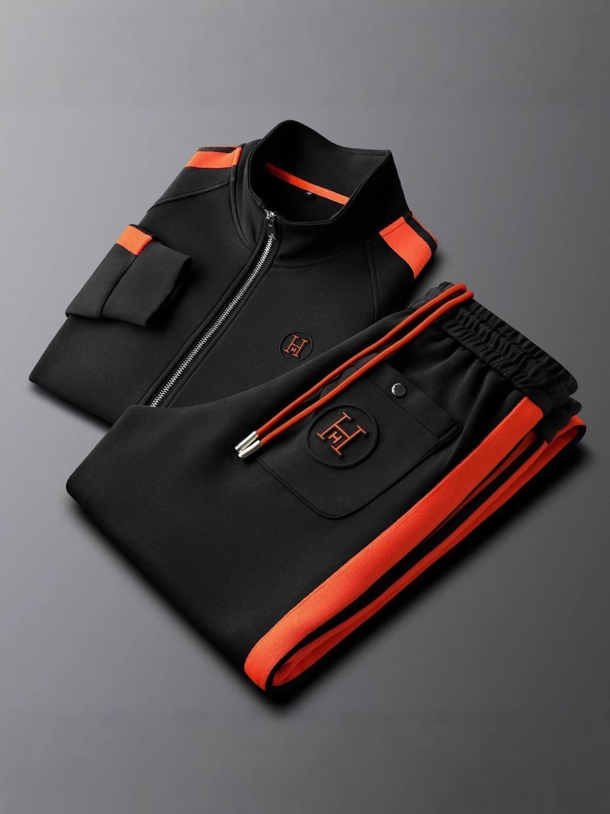 2026 Spring And Autumn Embroidered Two-Piece Jacket Set, Light Luxury, High-Quality, Casual, Simple, High-End European Style, New Men's Suit Ma