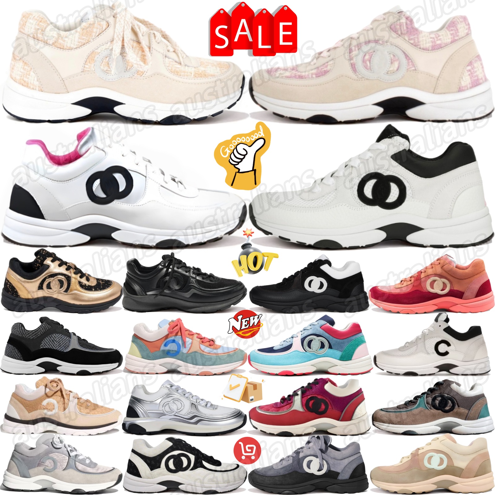 with box designer sneakers Casual shoes Low Top White Black Ivory Blue Grey Triple White Dark Grey Brown Green Suede Tweed Easter Coral Red mens wom