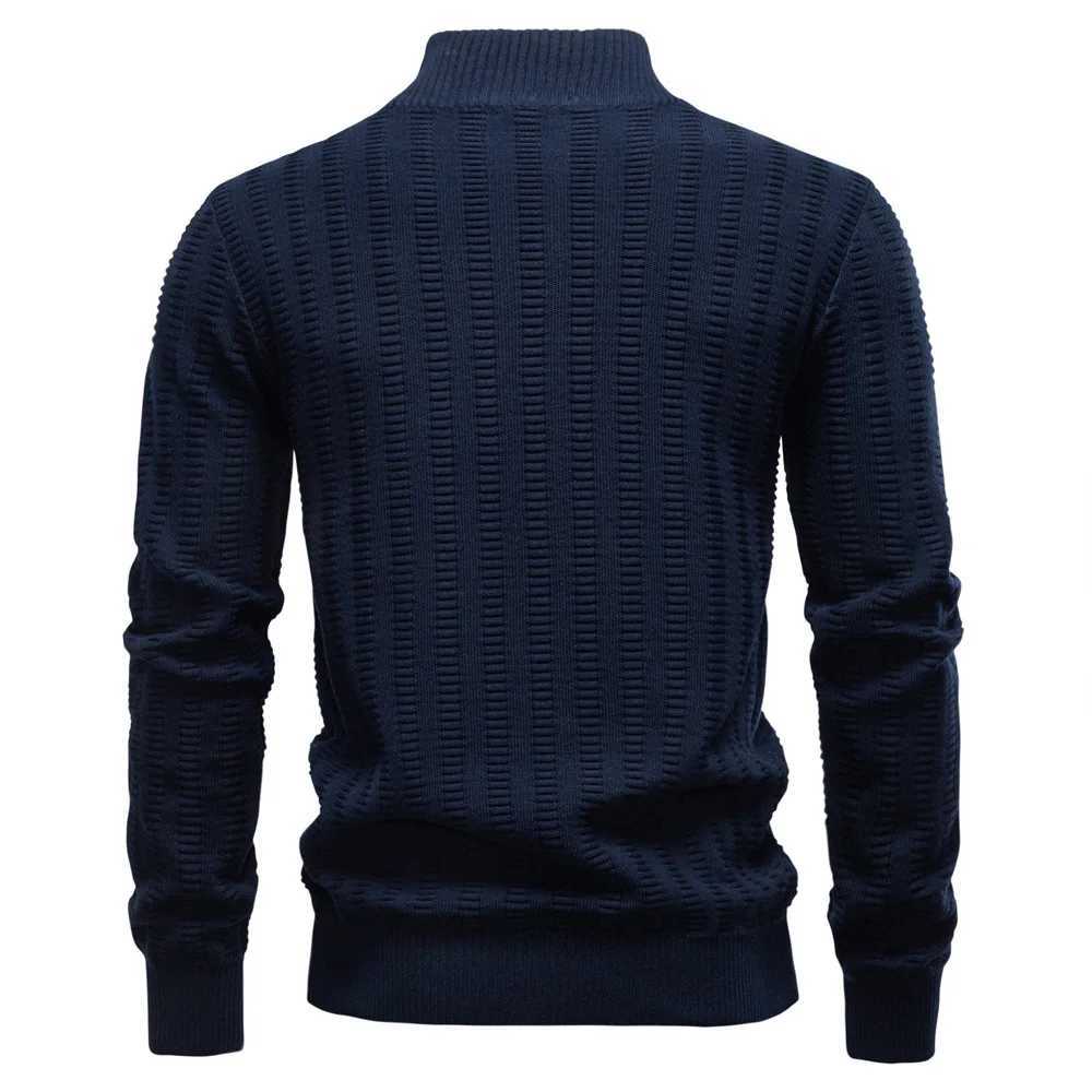 Casual Color Men's Trendy Solid Simple Basic Half Zipper Stand Collar Knitted Pullovers Autumn Winter New Fashion Sweater Tops M261016