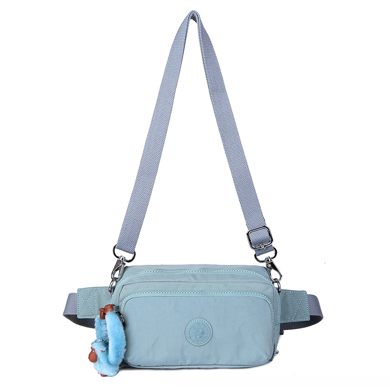 Kiplin Bag Crossbody Shoulder Tote Bag Luxury Designer Light Blue Nylon Belt Plush Charm Waist Pack Lightweight Multi Pocket Fanny Pack For Women Tr