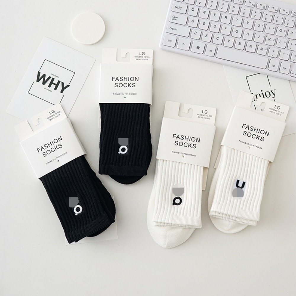 Letter High Tube Embroidered Socks Mens and Women's Same Cotton Socks Sports Socks Stockings Solid Color Socks
