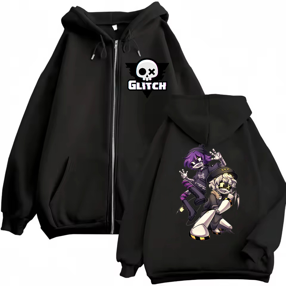 Anime Murder Drones Zipper Hoodie Cartoon Uzi And Z Pattern Men Women Fleece Casual Up Sweatshirt Zip Jacket