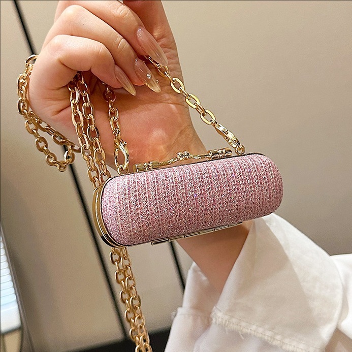Niche Versatile Full Diamond Light Luxury Single Shoulder Clutch for Women Fashion Mini Chain Crossbody Evening Makeup Bag