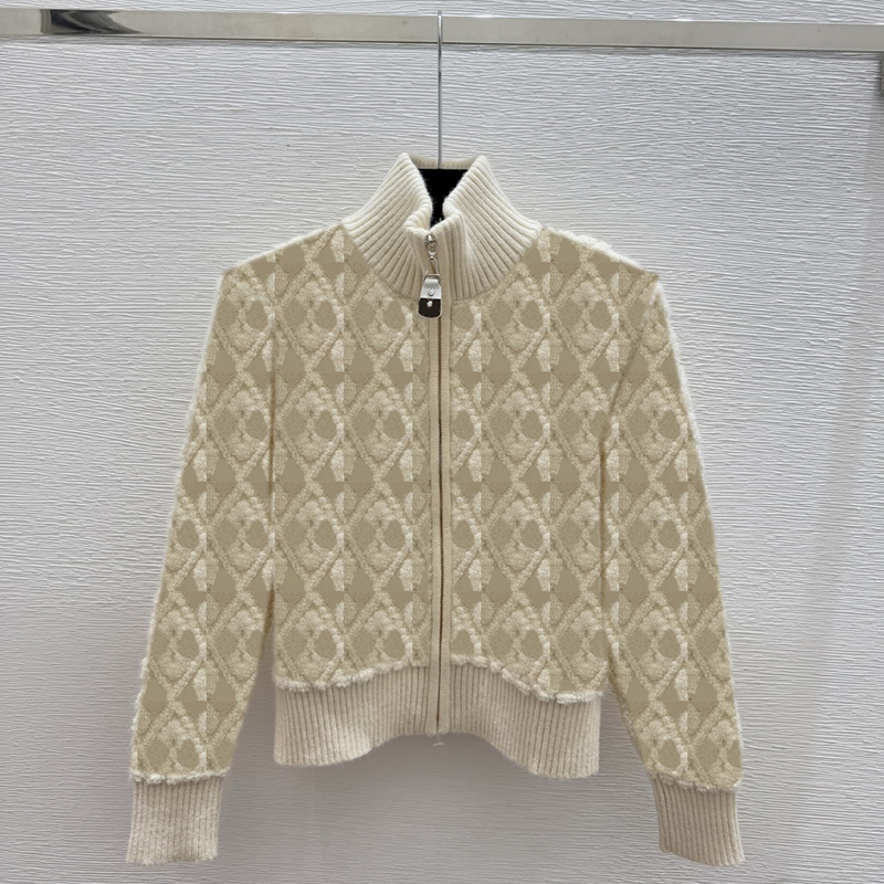 Women Jacquard Sweater Jacket Designer Knitted Long Sleeved Cardigan Autumn Winter Y2k Versatile Knitwear Coat