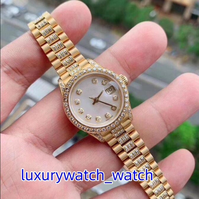 Ladies Classic Watches Diamond 69178 27mm Calendar Sapphire Glass Mechanical Automatic Yellow Gold Stainless Steel Bracelet Womens Watch Ladys Wrist