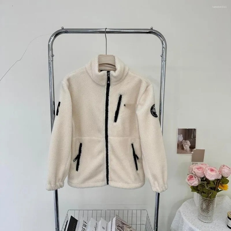 Designer Polar Fleece Jacket Unisex Full Zip Stand Collar Warm Fuzzy Coat Casual Thicken Outdoor Outerwear Autumn Winter 0a