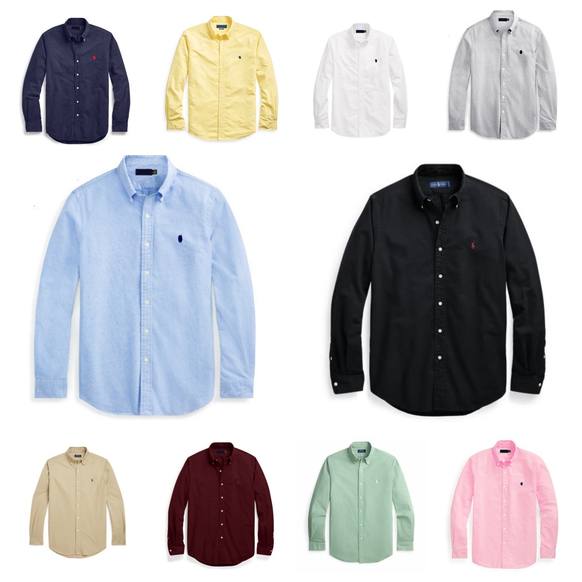 Cross border foreign trade Paul classic pony logo embroidered Oxford fabric solid color men's pure cotton long sleeve shirt jacket top q7