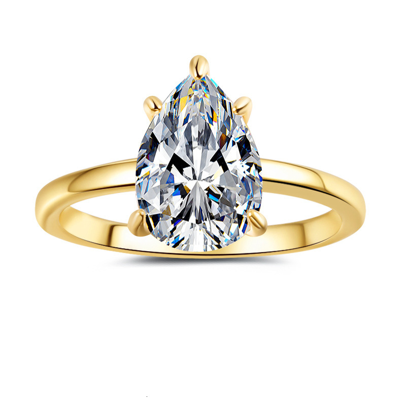 Wedding Engagement Jewelry 925 Sterling Silver Stone D Color 1ct 2ct Pear Cut Certified Pear Moissanite Ring for Women