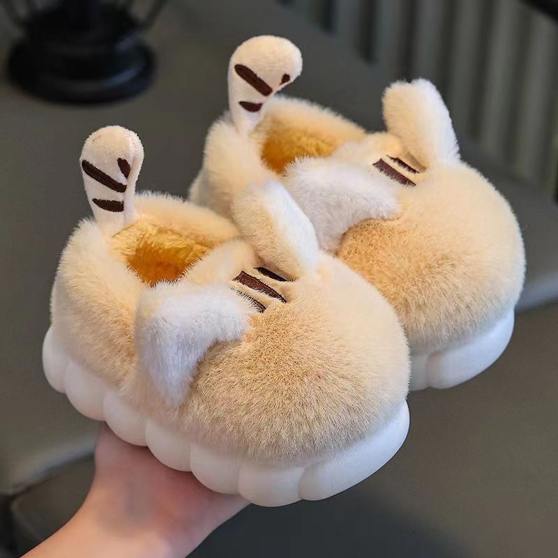 2024 New Children Spring Furry Cute Cartoon Animals Boys Girls Home Slippers Soft Sole Non-slip Baby Cotton Slides J261019