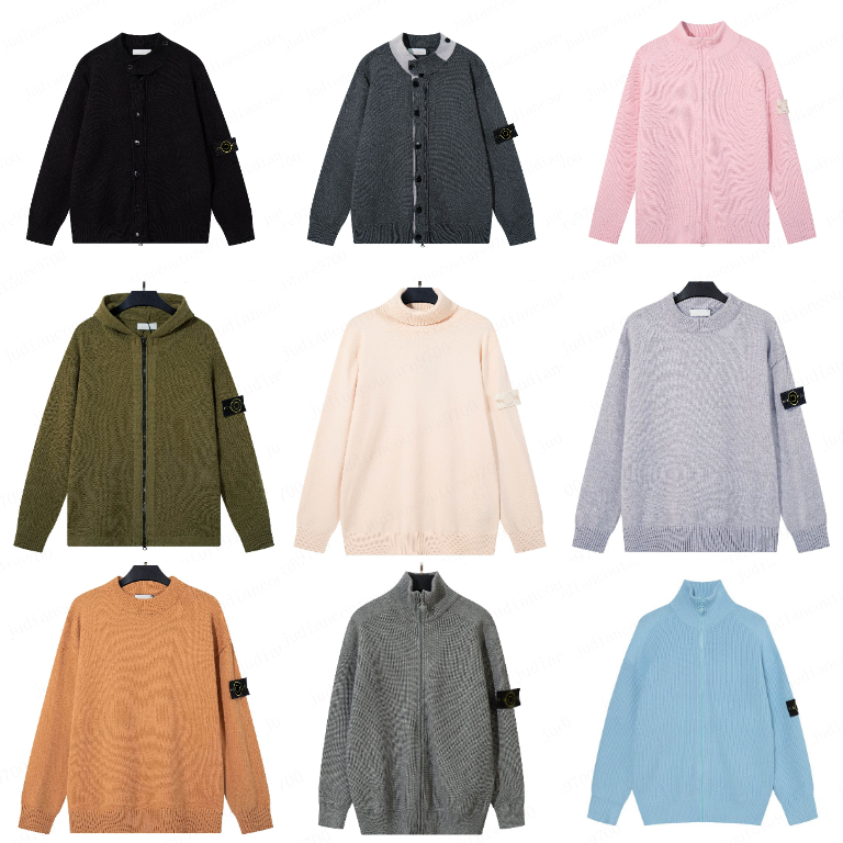 cardigan men Knitted Sweater stoneey islan Cardigan Zip Pullove Fashion logo oose Fit Casual Long Sleeve Knitwear Fall Winter Warm Soft Knit Top Men