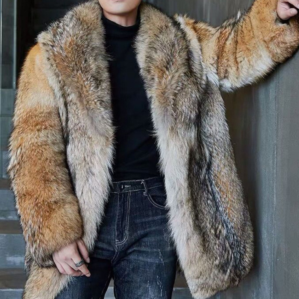 2026 Winter New Collection Mid-Length Faux Coat, One-Piece And Leather Outerwear, Haining Mink Fur Jacket For Men