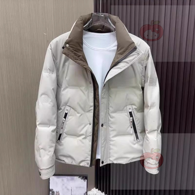 Mens Workwear Style Stand Collar Down Jacket Casual Thickened Warm Winter Outerwear