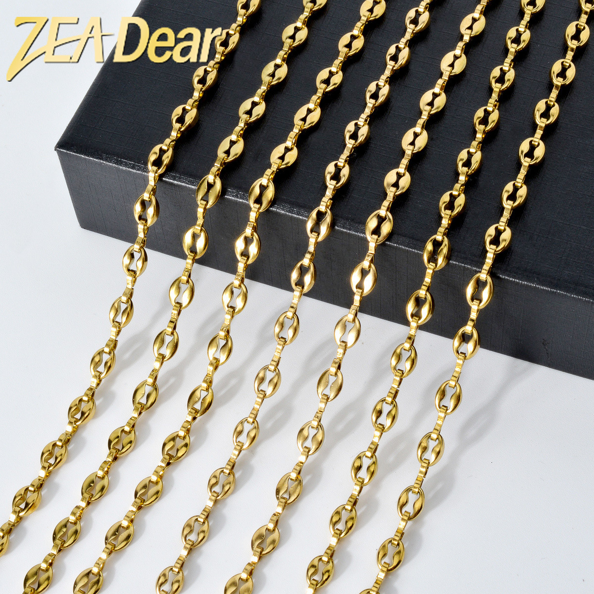 Italian new fashion jewelry coffee bean gold and silver two-tone stainless steel necklace unisex in stock