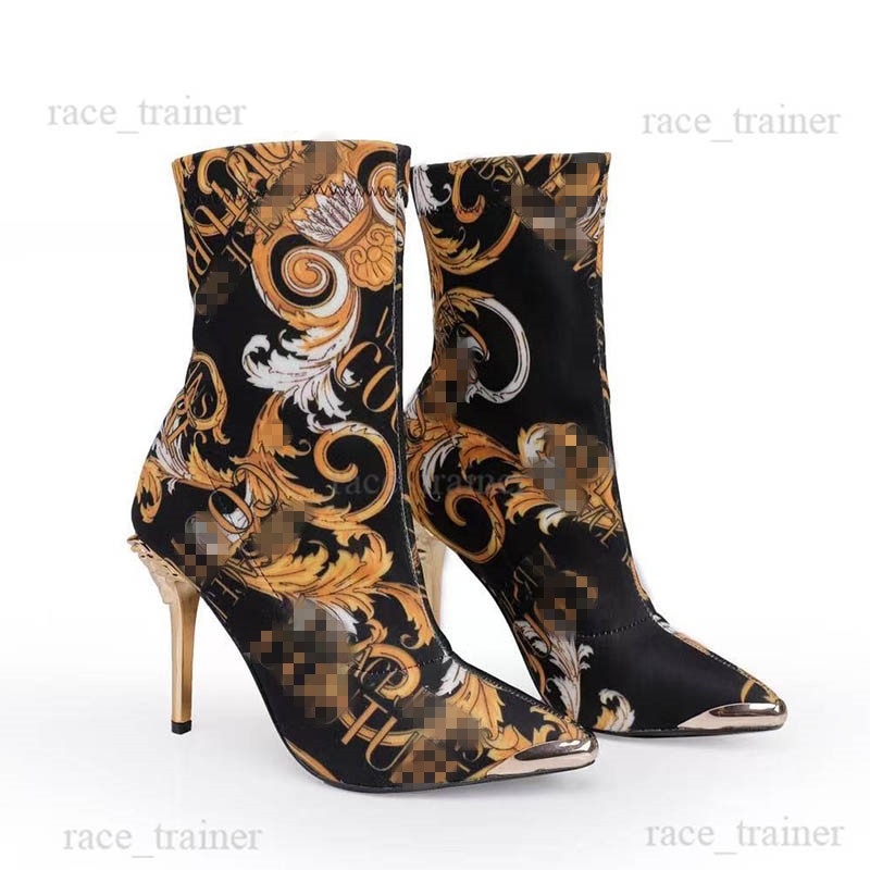 Womens Pointed Toe Ankle Boots Zip Up Slim High Heel Stretch Booties Leather Suede Canvas Luxury Designer Fashion Boots 26 10.14 02