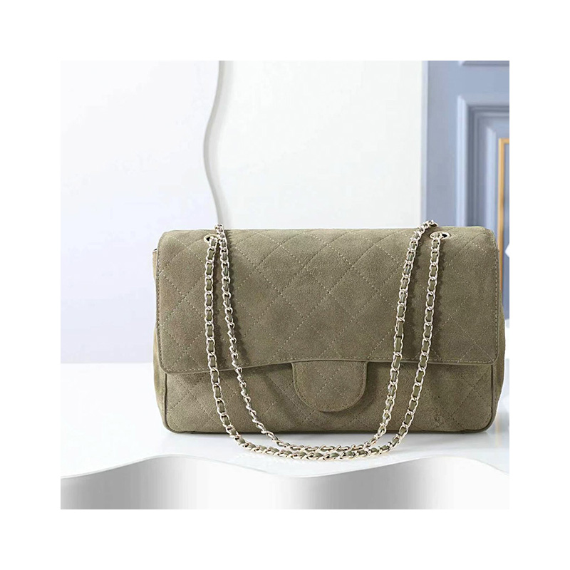 Retro Green Suede Flap Bag Quilted Diamond Chain Shoulder designer Bag high quality 26af 32cm Large Capacity Gold Turn Lock Closure Flap Crossbody B