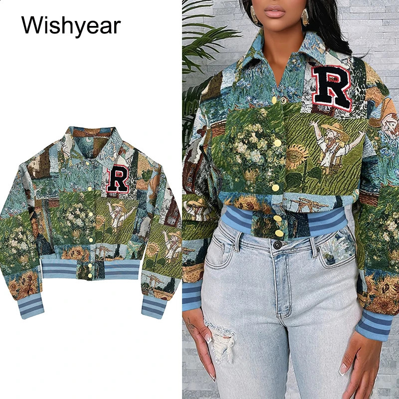 Vintage Print Letter Baseball Coat Jacket Women Lapel Long Sleeve Button Fall Winter campus Sports Outerwear Street y2k Harajuku 261015