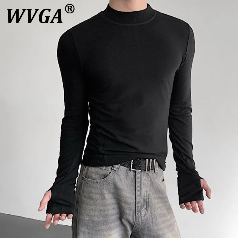 WVGA Tops Spring Autumn Man O-Neck Cotton Trendy n Niche Chic Casual Finger-Cot Slim Long Sleeve T-shirt Ins Y2K W11860 261017