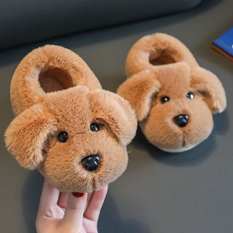 Children's Winter Boatou Slippers Thick Sole Non Slip Cartoon Plush Warm Home Cover Heel Cotton Fluffy Shoes J261019