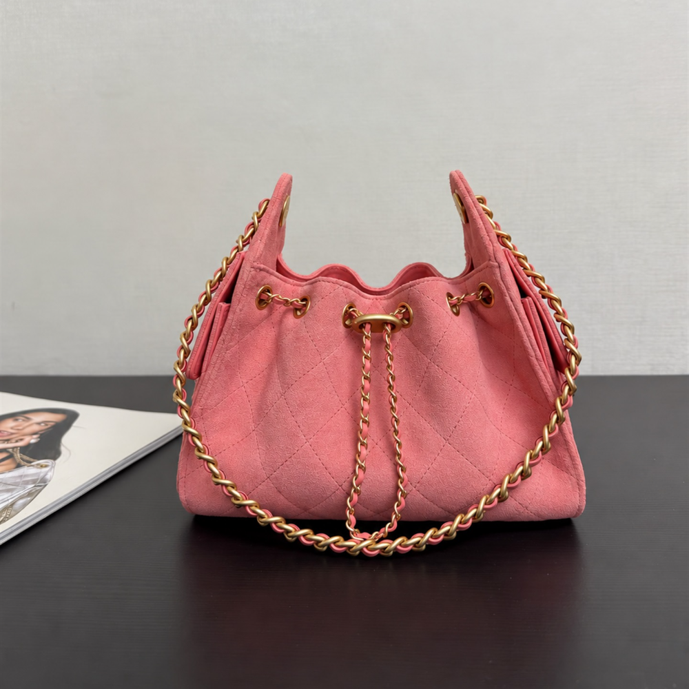 Mini Bucket Bag Suede Cowhide Quilted Chain Drawstring Shoulder Crossbody Spacious Vintage Commute Date Top-Tier Designer New Arrival