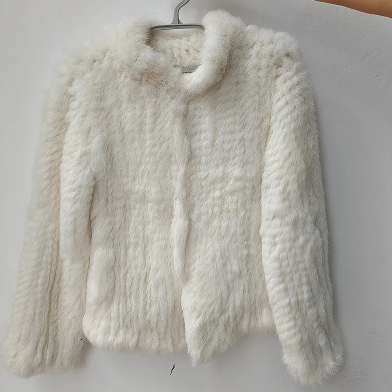 Winter Women Turtle neck Warm Knitted Natural Fur coat Long Sleeve Female Warm Winter Genuine Fur Jacket Thick Outwear 261019