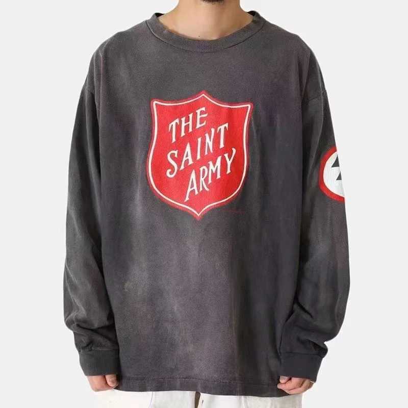 2026FW Men Women Oversized O-Neck Long Sleeve T-Shirts Letter Print Cotton Tee High Quality Washing Saint New Arrival Coat T261019