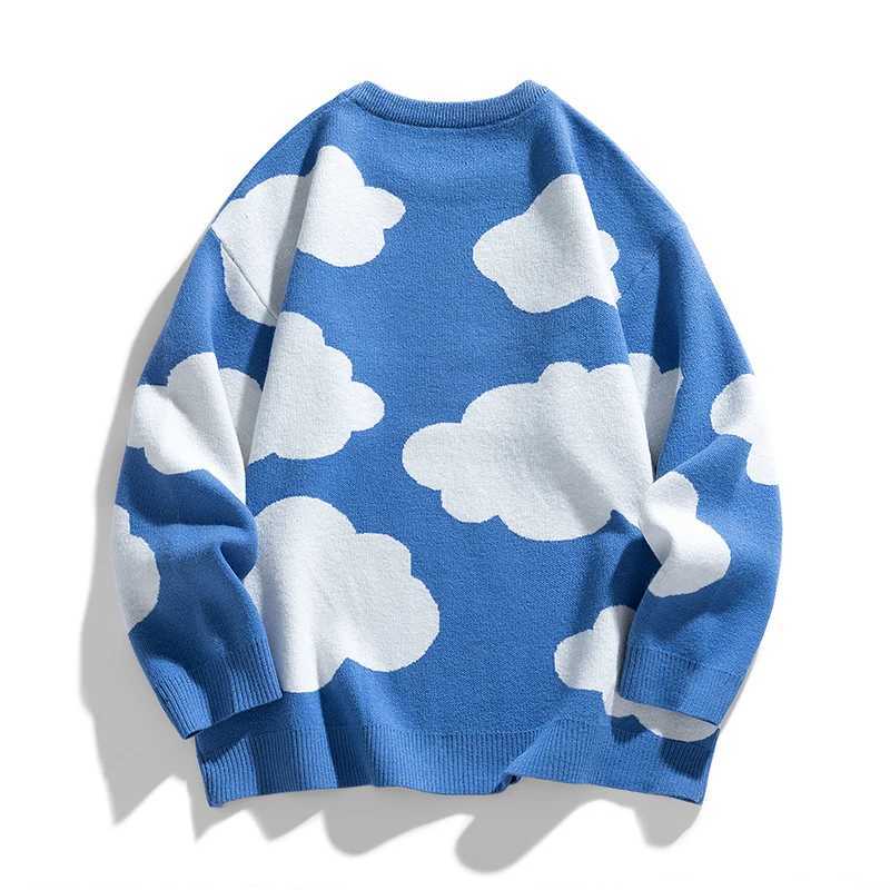 Men Oversized Cloud Autumn Sweaters Vintage Graphic Knitted Sweaters Fashion Strtwear Waveform Pullovers Homme Men Clothing M261016