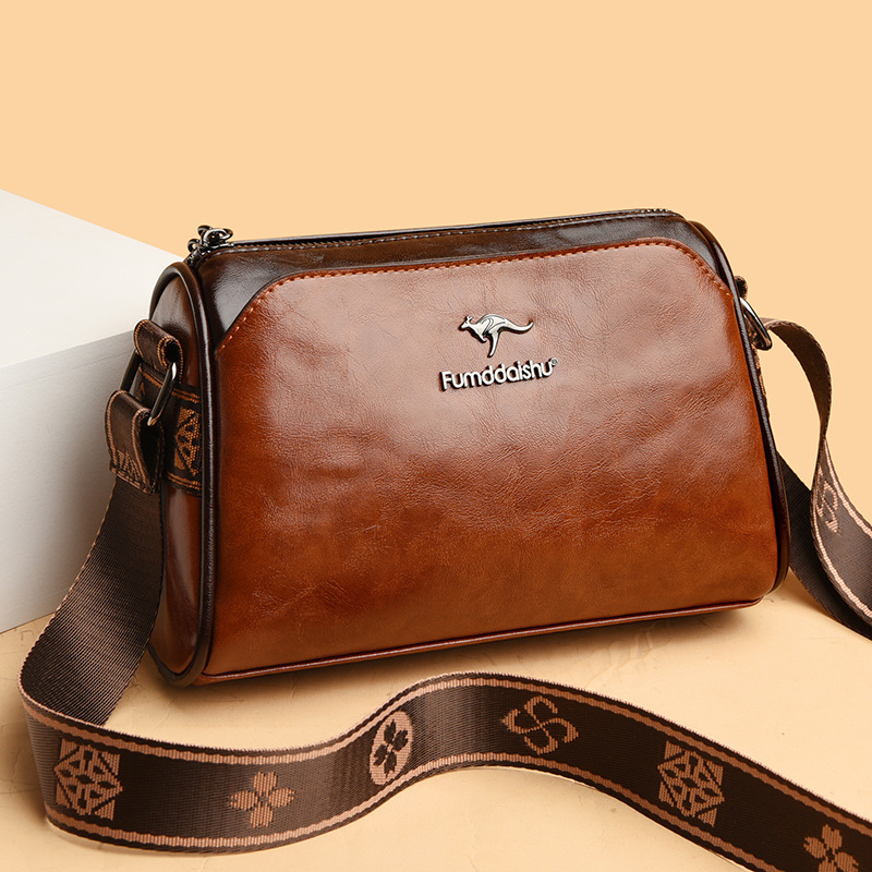 Luxury Brand Designer Bag Oil Wax Leather Trend Women's New Retro Double-Sided Pillow Light Luxury Internet Celebrity Shoulder Crossbody Bag