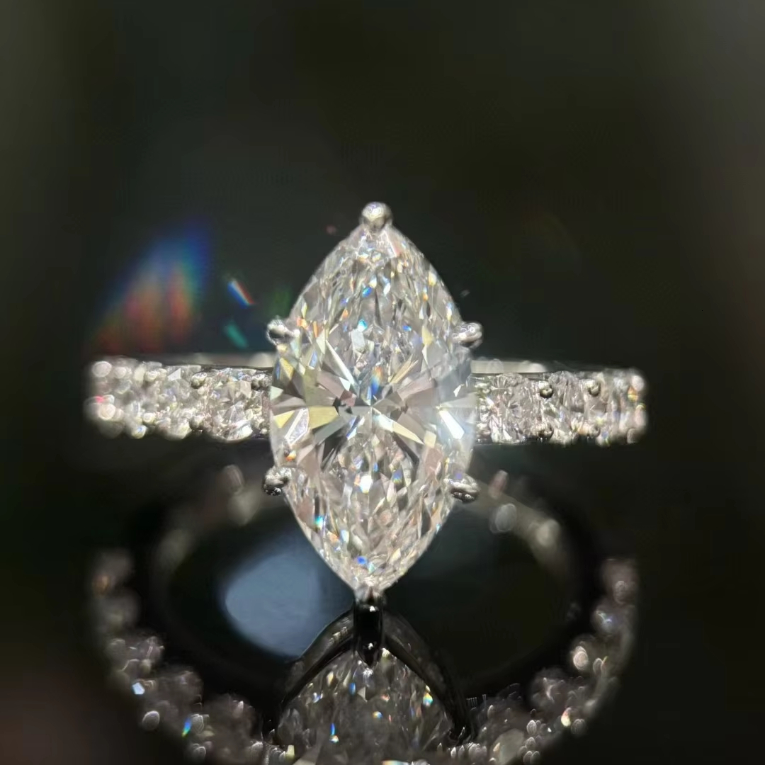 IGI Certified Lab Grown Diamond 3ct 5ct Marquise Cut Ring 14k 8K Solid Gold Weddings Engagements Ring
