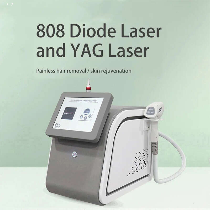 Professional 2 IN 1 Laser Hair Tattoo Removal Machine Diode Laser ND Yag Laser Machine Painless Hair Removal Acne Pigment Removal Beauty Equipment