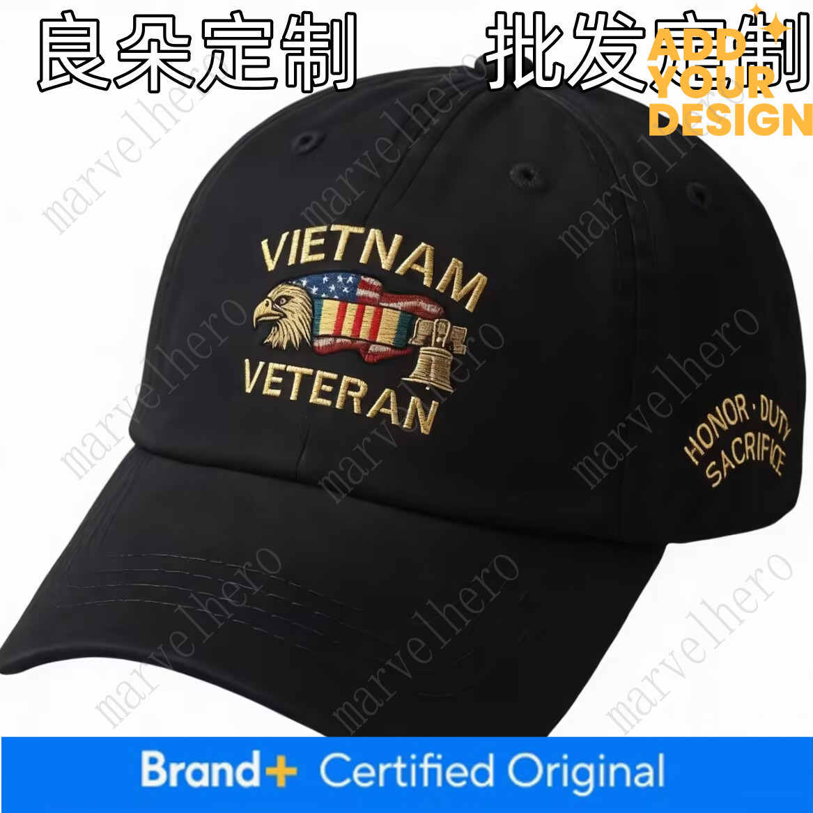Unique Military Style American Theme Embroidered Baseball Cap Vintage Outdoor Casual Sun Protection Popular Cross Border Product Factory Wholesale