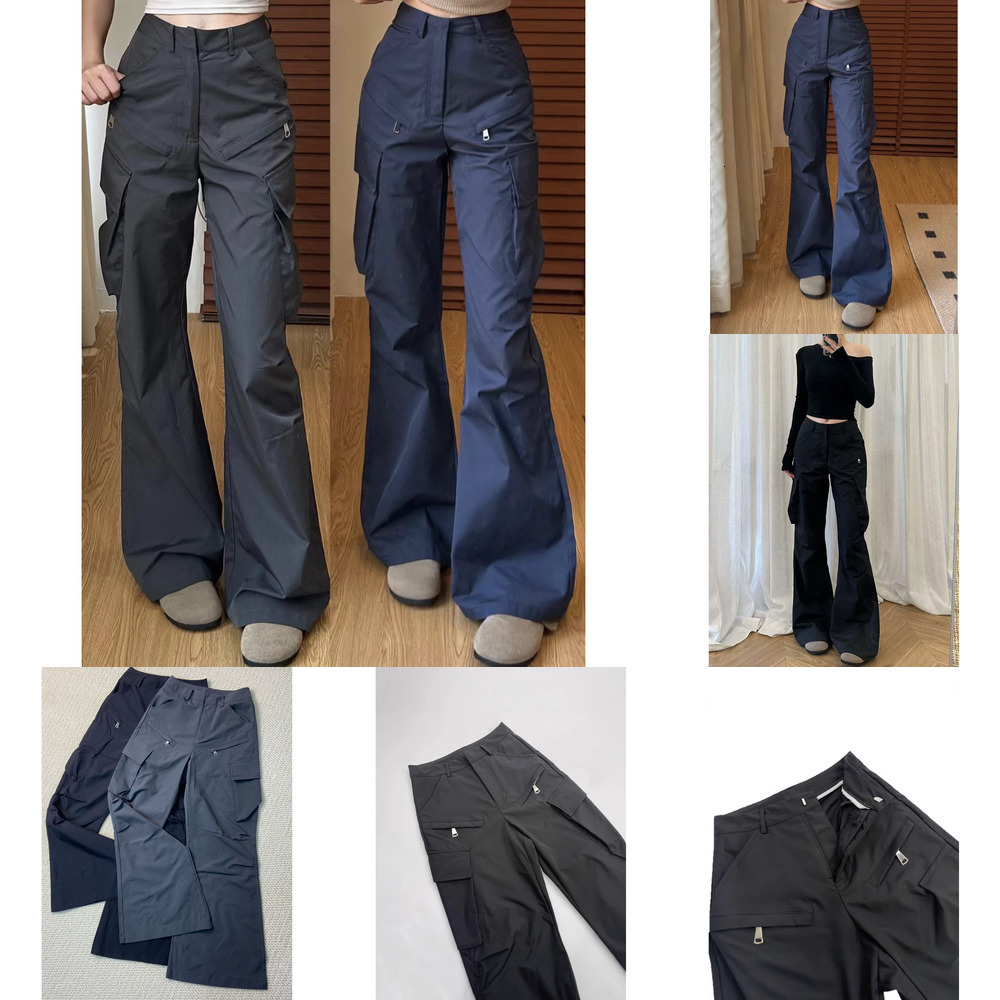 2025 New High-Waisted Dark Gray Cargo Pants American Sweet Cool Straight-Leg Casual Pants Slimming Tall Flared Women's Pants