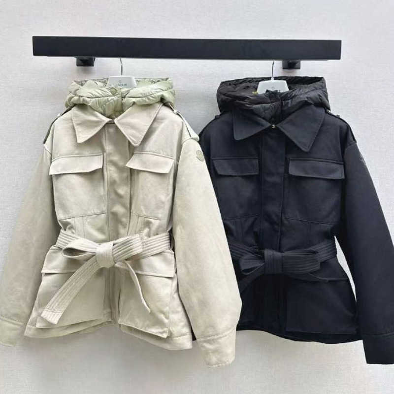 designer Women's Down & Parkas autumn and winter high-end women's workwear-style faux two-piece hooded fitted down jacket 7RFU