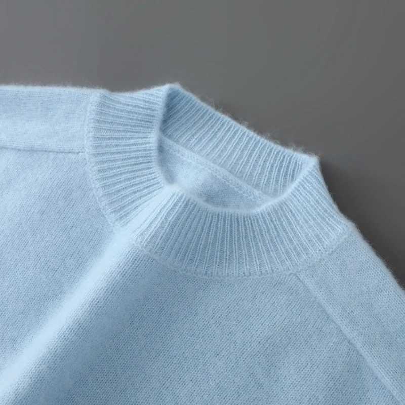 New 100% Austran Wool Men's Half Turtleneck Sweater Flat Seven-Ndle Thickened Saddle Shoulder Half High Pullover M261016