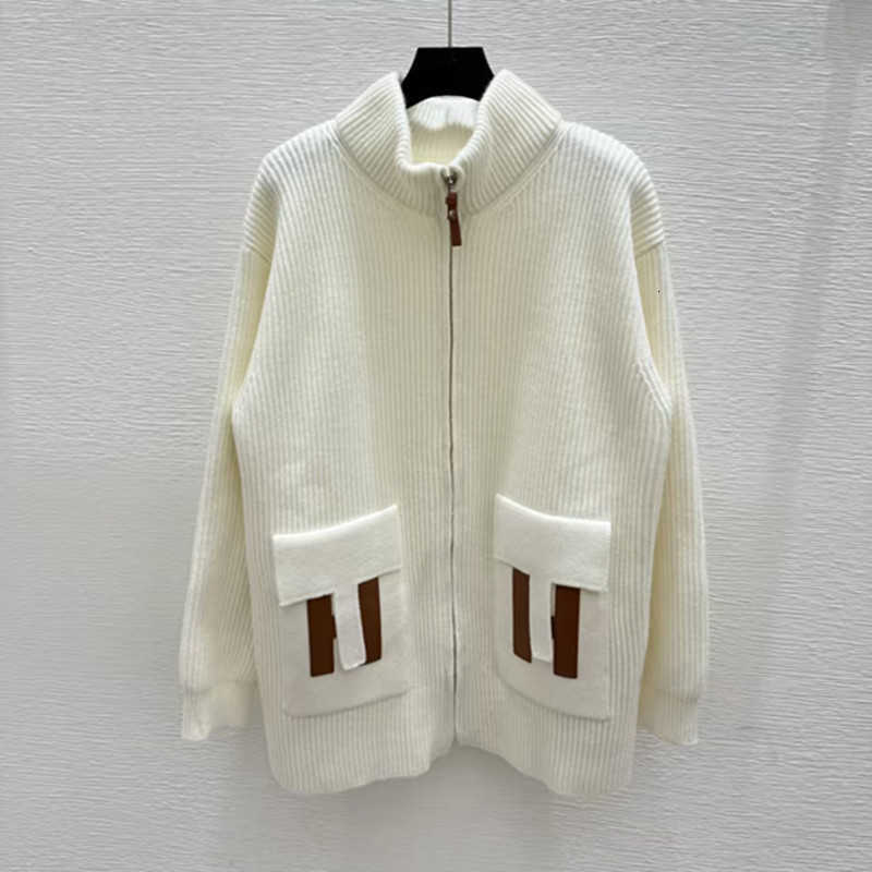 Women's Sweaters designer woman H25 autumn new solid-color, simple, high-neck, long-sleeved knitted cardigan