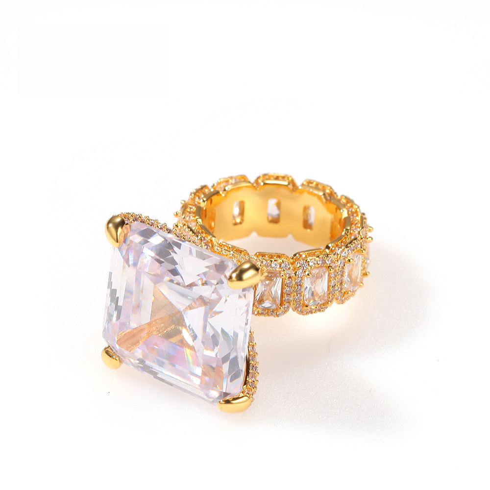 Men's Luxurious Large moissanite Luxury Iced Retro Hip-Hop Gold-Plated Ring Accessories Real 18K 14K 10K Factory Direct Supply Out D VVS Diamon