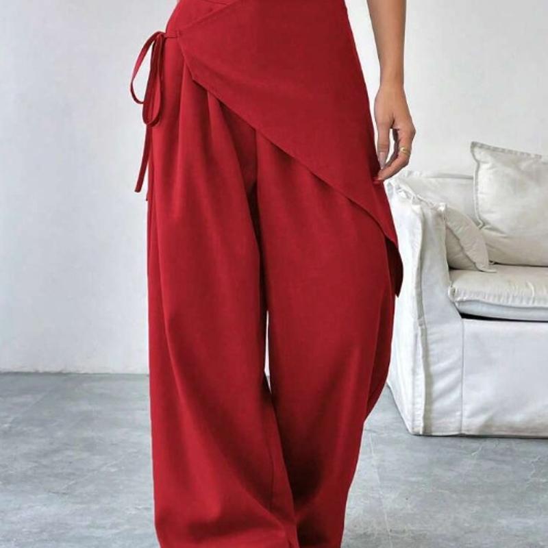 Pantalon de costume à jambes larges pour femmes, taille haute, ample, amincissant, élégant, asymétrique, décontracté, tenue de bureau, nouvelle c
