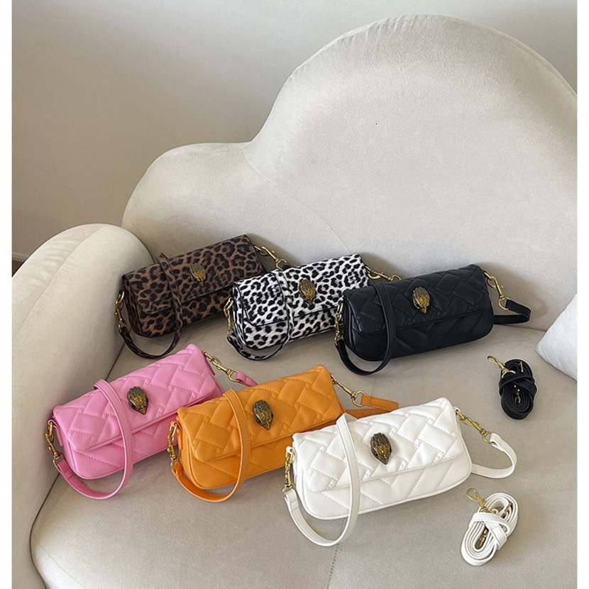 designer Cross border leopard print shoulder bag for women Rhinestone Eagle Head Hardware embroidery understated luxury crossbody bag carrying under