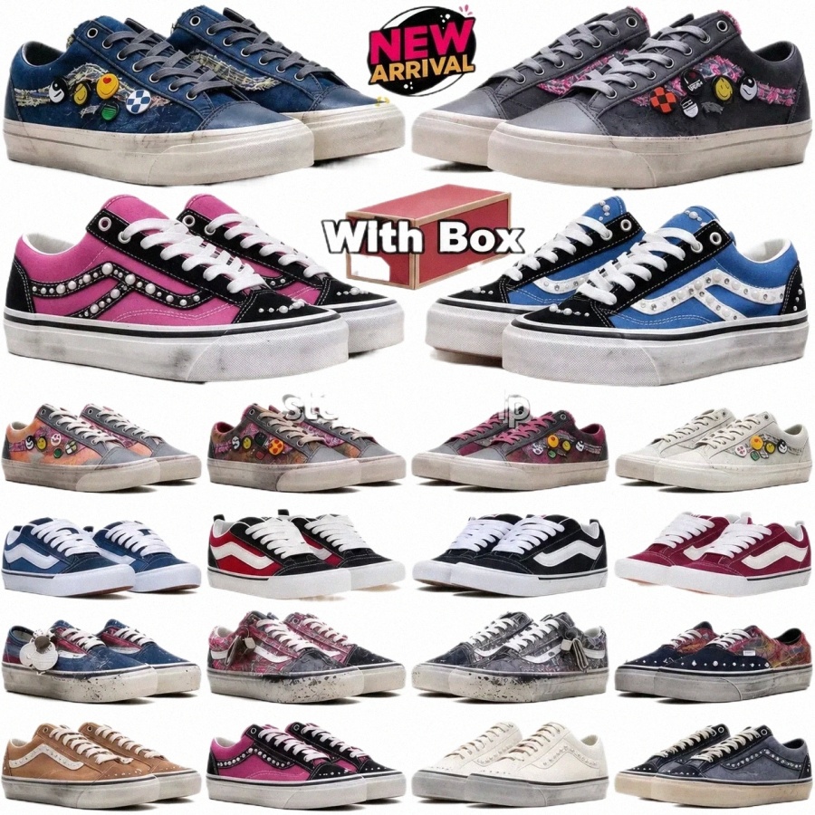 with box designer shos van High quality Luxury Canvas Pearlized Shoes New select Sneakers Men Women Pearl Trainers Vintage Sports Shoes Lace-Up Walk