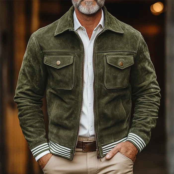 Fashion Men European and American 2026 men hot-selling new suede retro jacket, foreign lapel workwear American-style jacket