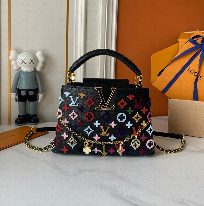 Capucines BB handbag luxury brand designer bag Various colors Banquet package Colorful Three-dimensional embroidery Embroidery shoulder bag clutch h