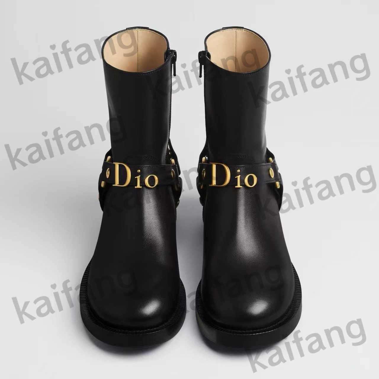 winter women's British-style buckle mid-calf boots with thick soles, western cowboy boots