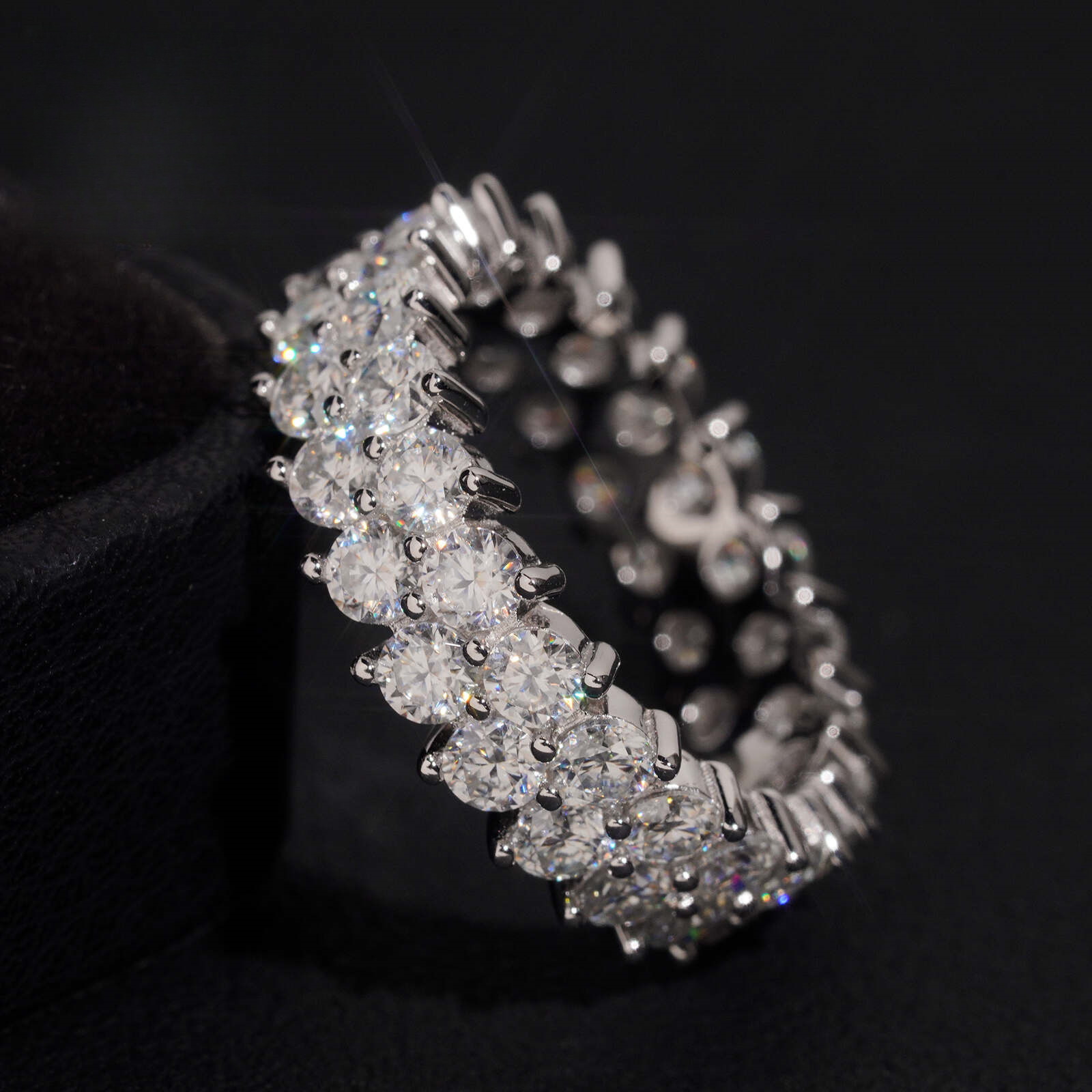 Hip-hop round diamond 6.5MM tennis S925 silver, moissanite, fully diamond-studded men's ring, wholesale for markets