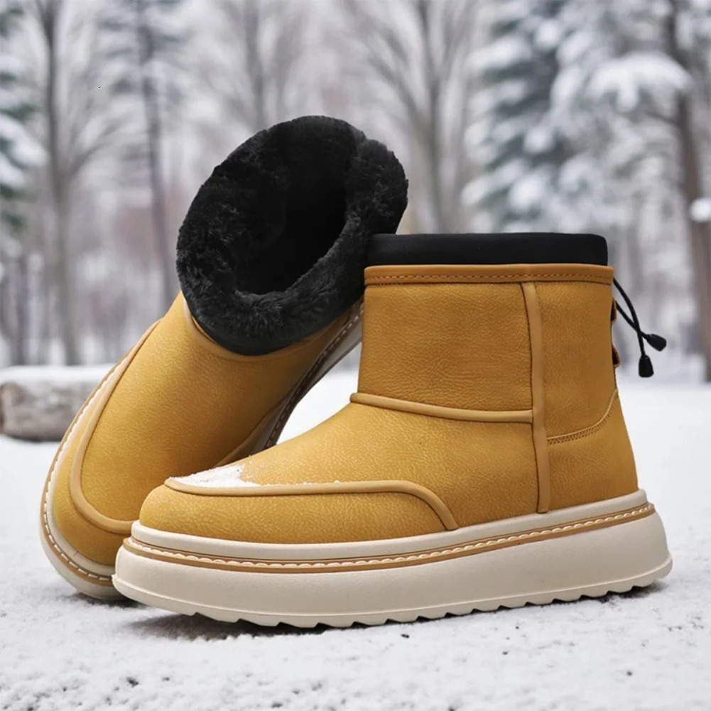 Designer Shoe Winter Leather Warm Men Boots luxury Waterproof Male Ankle Mens Snow Boot With Fur Handmade Noslip High Top Zapatillas Free Shipping T