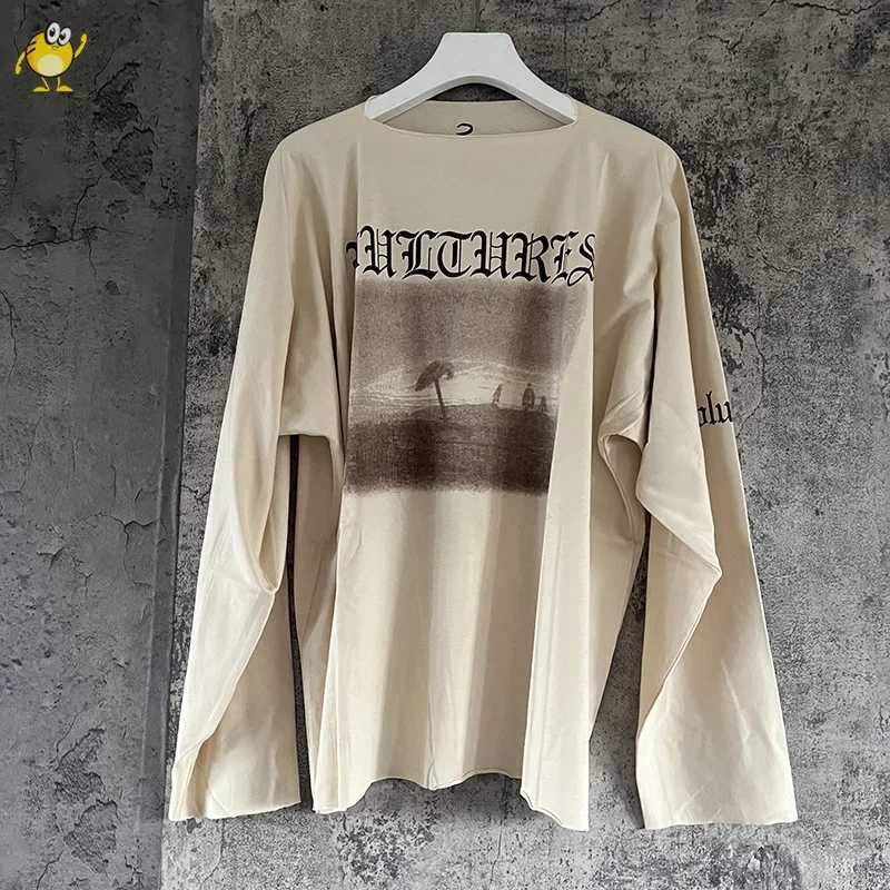 Black Apricot Vultures Long Sleeve T-shirt Men Woman High Street Loose Tee Top Vintage Graphic Print T261019