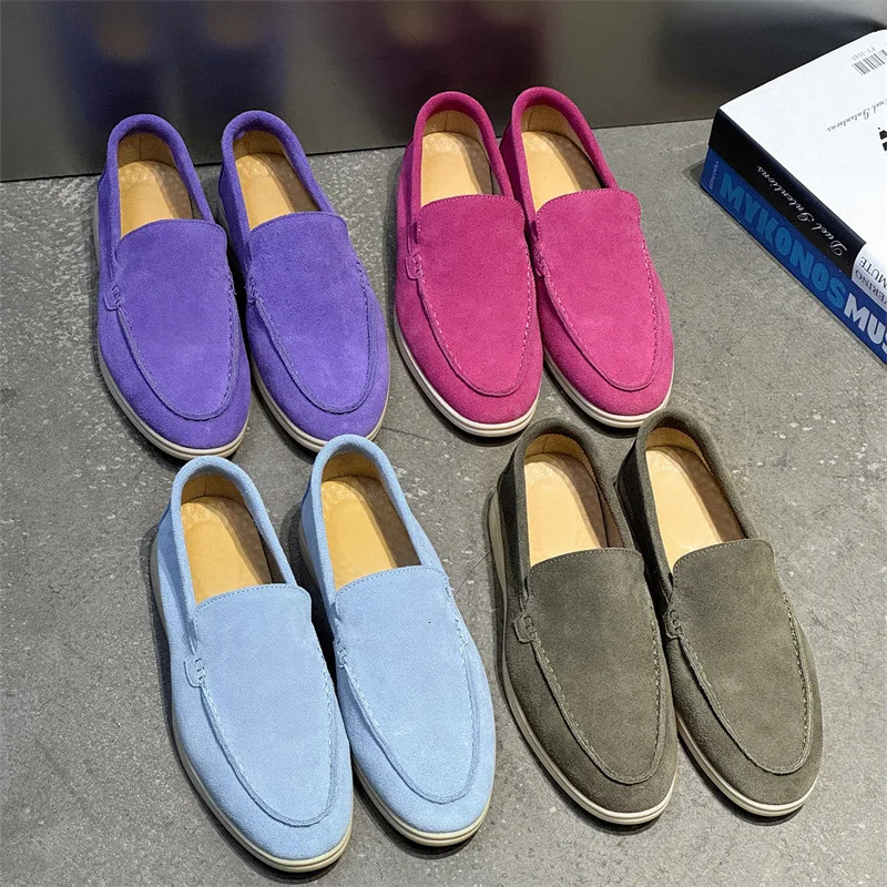 Men Classic British Style Loafers Moccasins Cow Suede Genuine Leather Fashion Men's Casual Shoes Mens Outdoor Driving Flats 261019